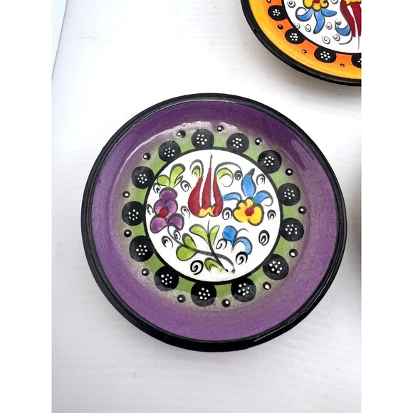 5pc Ceramic Plate Set Italian 4" Appetizer Sauce Dishes Hand Painted Colorful - Picture 3 of 9